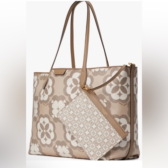 2 / KATE SPADE Sutton Spade Flower Monogram Coated Canvas Large Tote wri… - Picture 4 of 13